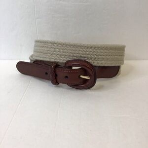 TALBOTS Classic Stretch Cream and Brown Leather Women's Belt M